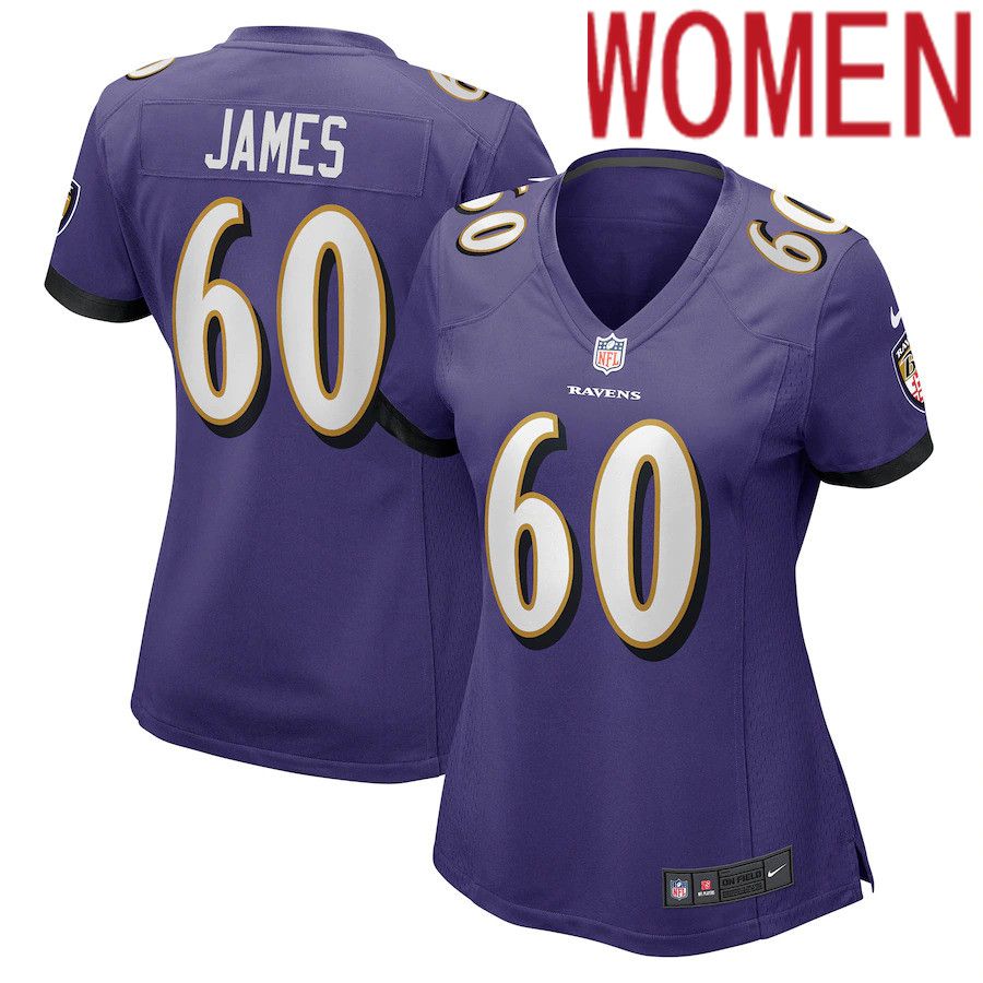 Women Baltimore Ravens 60 JaWuan James Nike Purple Game NFL Jersey